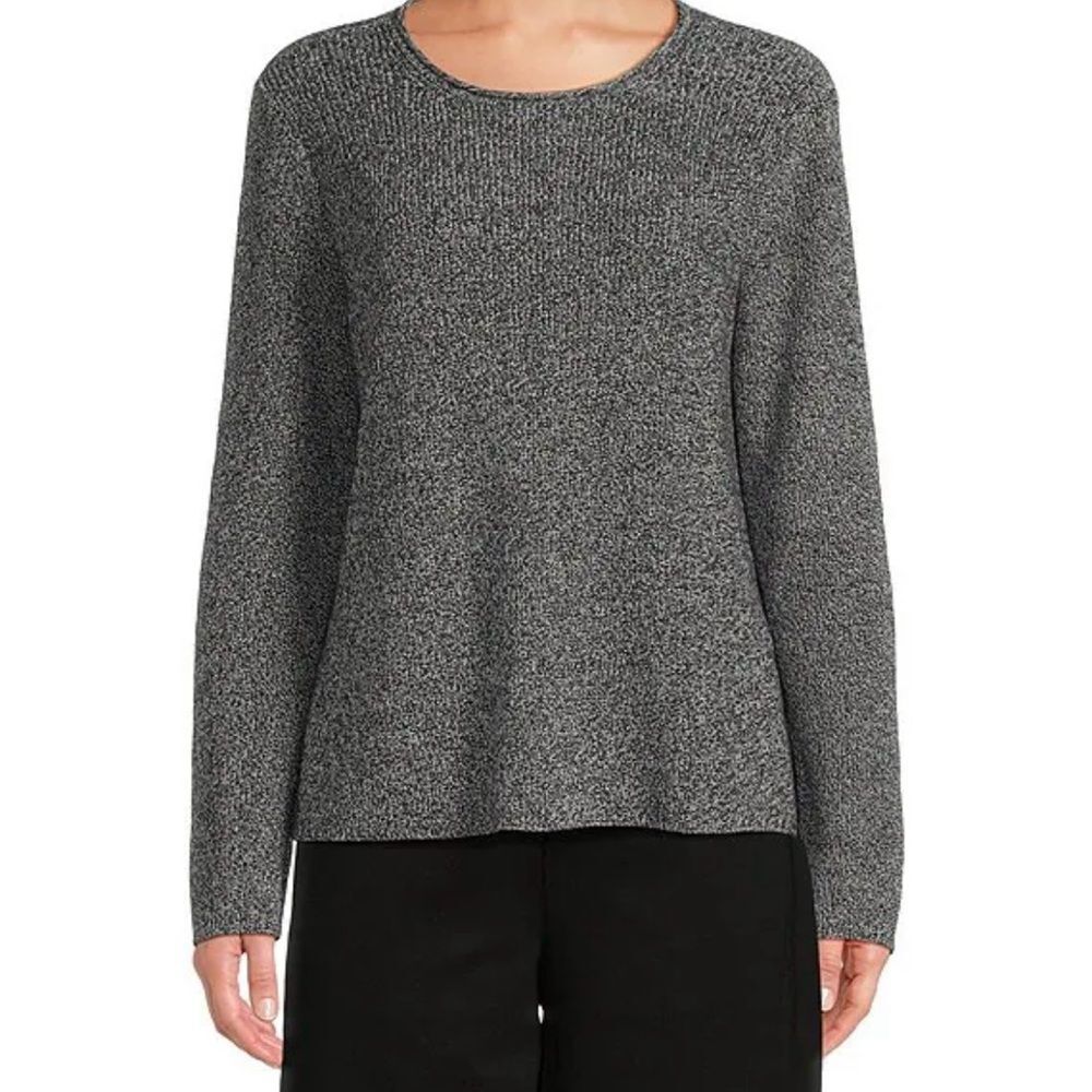 Eileen Fisher Crewneck Sweater Women’s Small Organic Cotton Knit Gray Minimalist